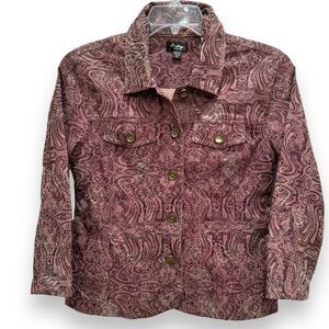 Analogy Size Petite Large Brown Brocade Jacket Cotton-Polyester-Spandex